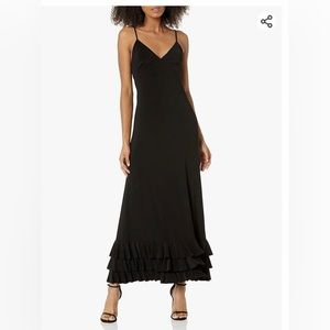 Norma Kamali Black Slip Dress with Ruffle bottom. Size XXS NWT’S